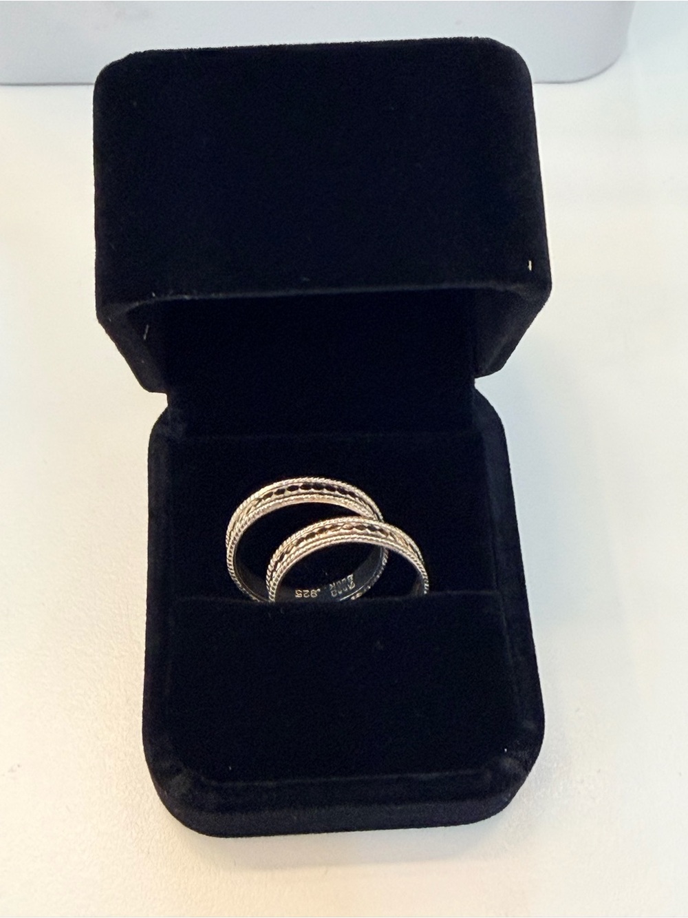 925-Stamped Silver Gold Tone Stackable Rings Set of 2, Size 8.5-9
